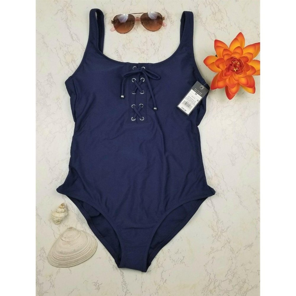Swimsuit Lace-Up One Pc Dark Night Blue M